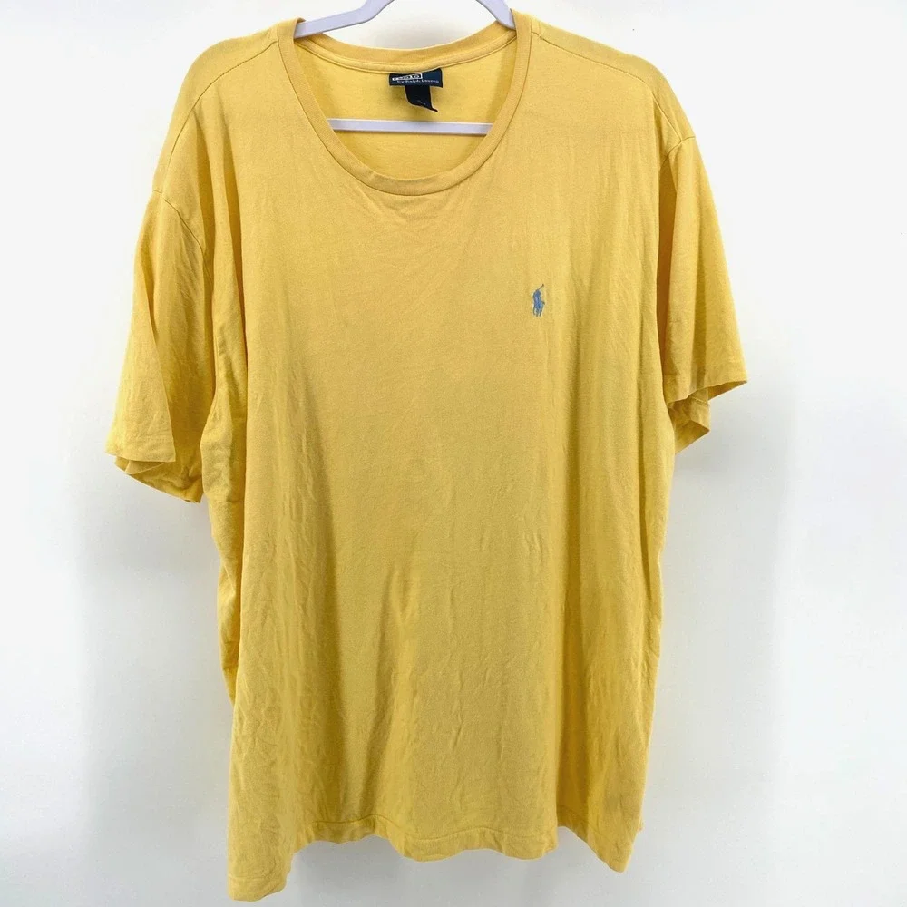 Polo Ralph Lauren T Shirt Mens Bright Yellow Short Sleeve 100% Cotton Size XL - Picture 2 of 4